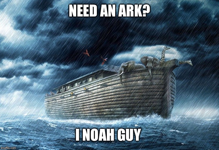 An ark sailing on a water